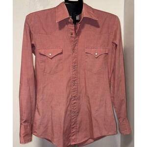 Vintage Youngbloods Western Pearl Snap ROSE COLOR Long Sleeve Shirt Men's Size S